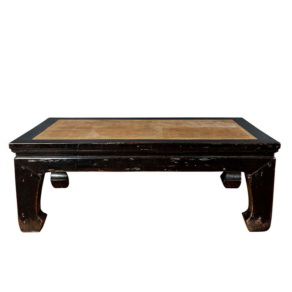 Appraisal: TH C CHINESE WOOD AND RATTAN COFFEE TABLE Wood coffee