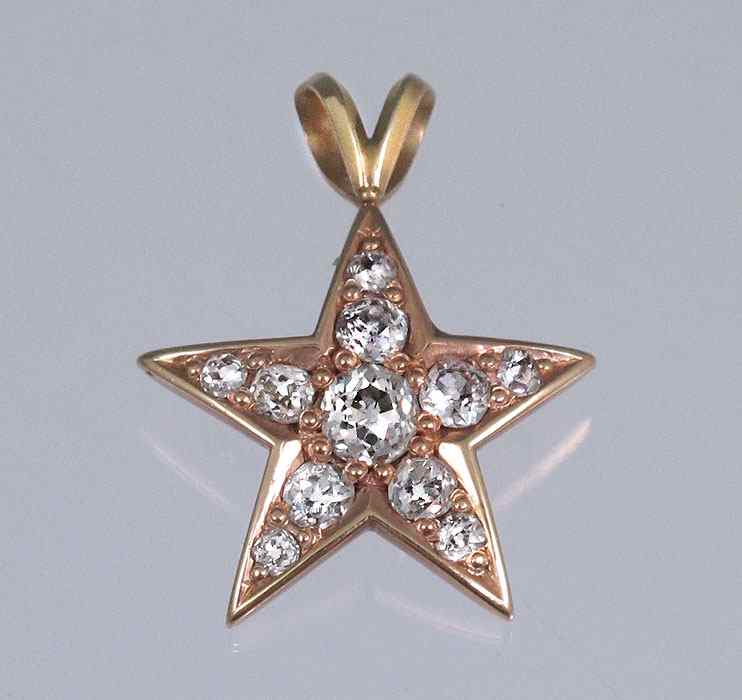 Appraisal: K GOLD AND MINE CUT DIAMOND STAR PENDANT K gold