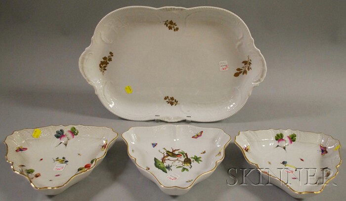 Appraisal: Four Continental Porcelain Serving Dishes a Rosenthal gilt-decorated platter a