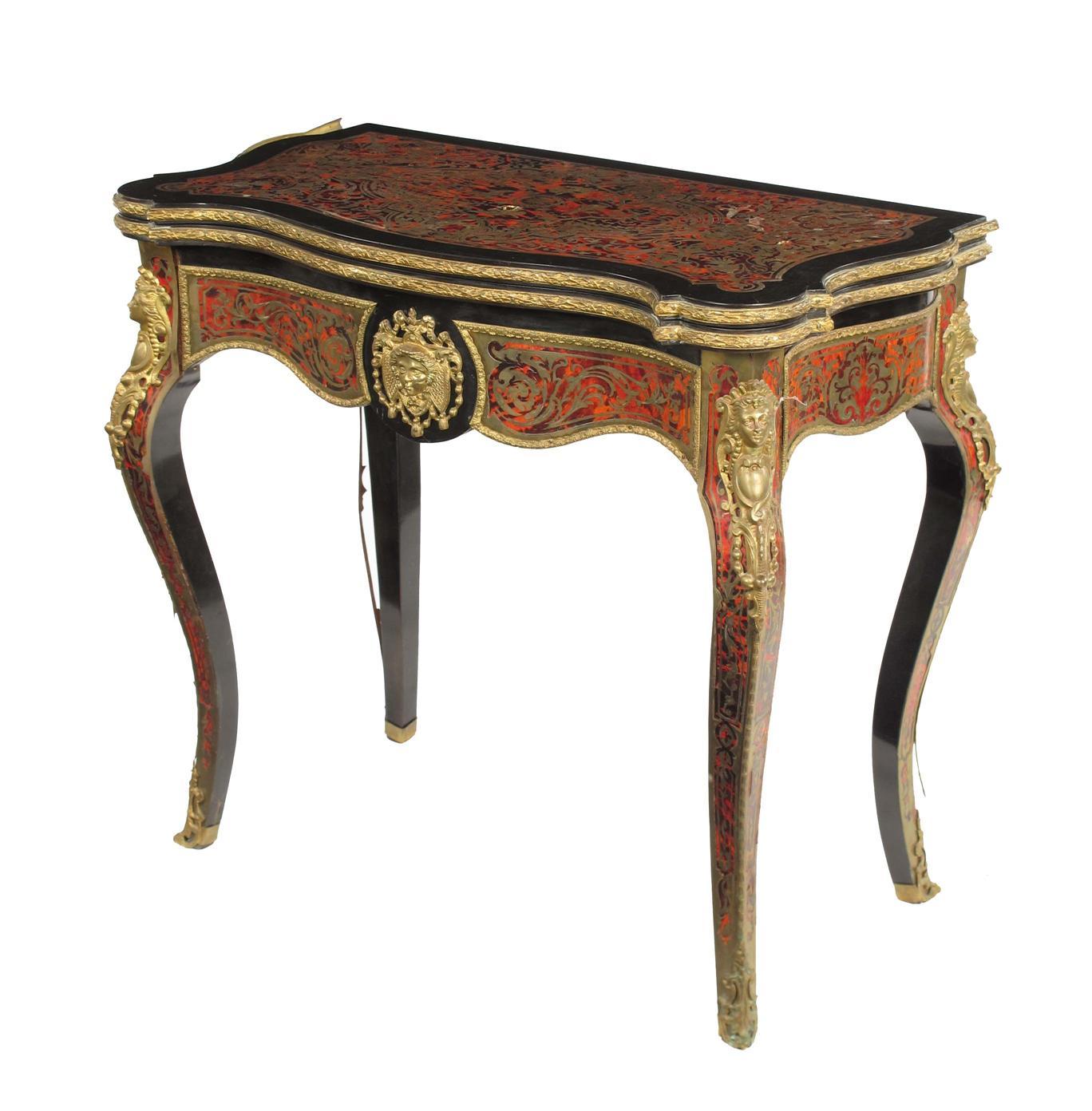 Appraisal: A late th century boulle marquetry card table