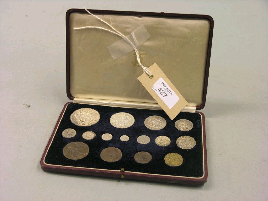 Appraisal: A cased set of specimen coins gradings from threepence to