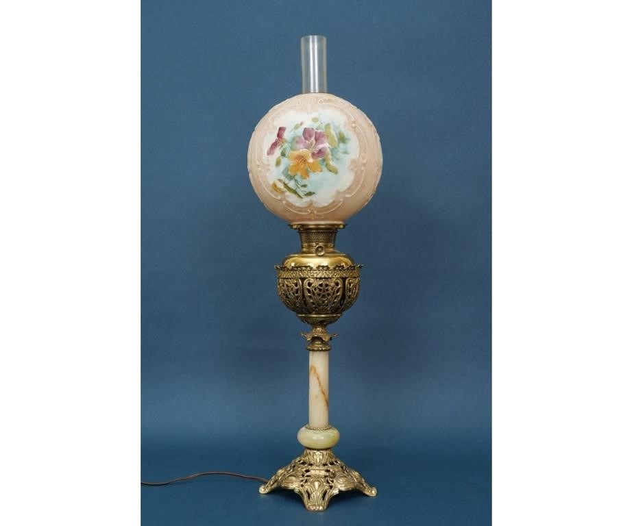 Appraisal: Victorian Bradley Hubbard marble and brass banquet lamp electrified top