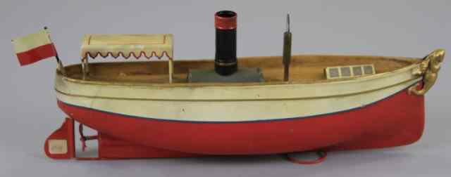 Appraisal: UEBELACKER RIVER BOAT Hand painted features canopy covered stern single