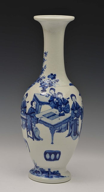 Appraisal: A CHINESE BLUE AND WHITE BALUSTER VASE decorated ladies gathering