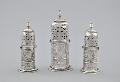 Appraisal: Three William III Sugar Casters London ca - Containing a