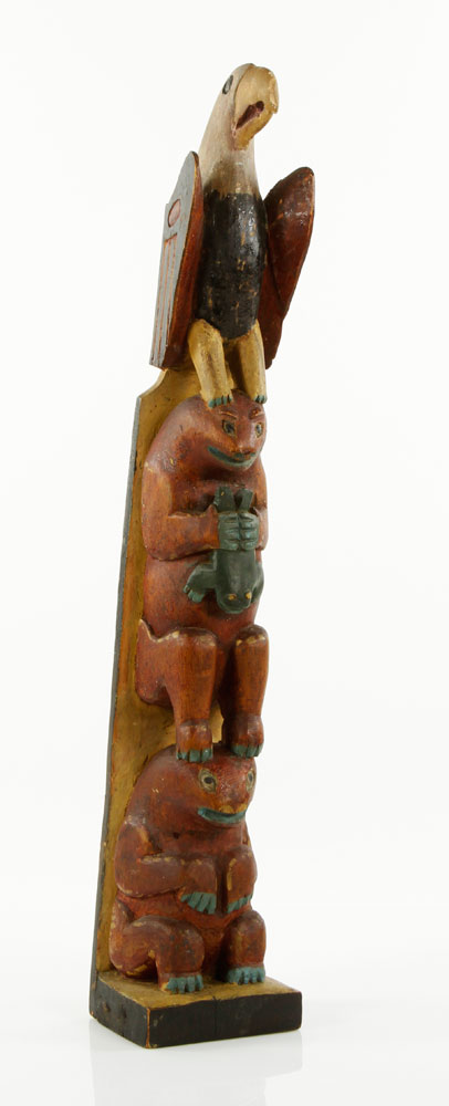 Appraisal: - Kwakiutl Tradeware Totem Kwakiutl Native American tradeware totem Athabaseans