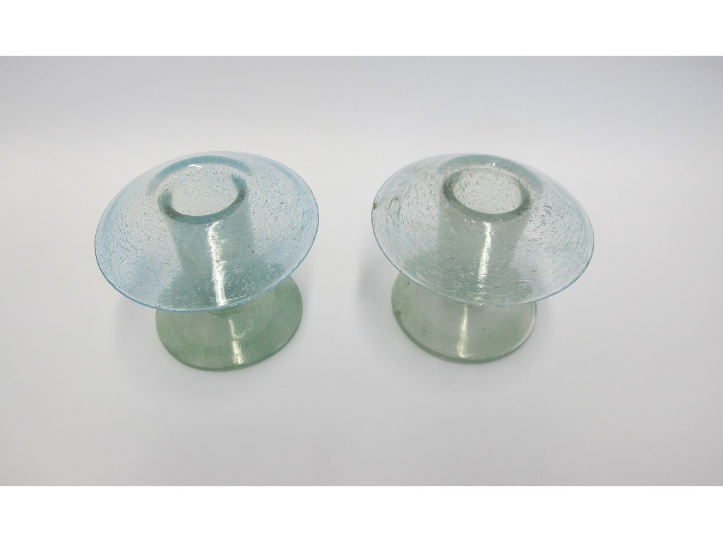 Appraisal: Pair of mushroom shaped glass candl