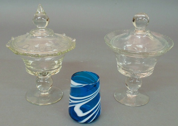 Appraisal: Two glass covered compotes late th c h and a