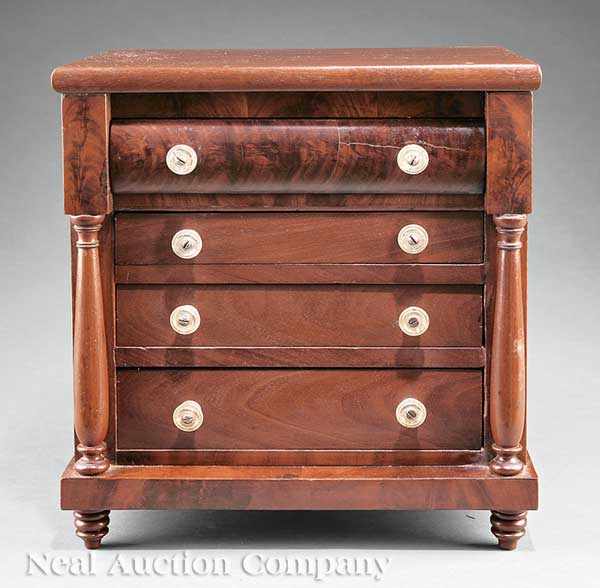 Appraisal: An American Classical Carved Mahogany Miniature Chest of Drawers th