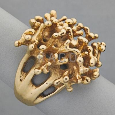 Appraisal: FREEFORM K YELLOW GOLD RING k yg freeform ring coral