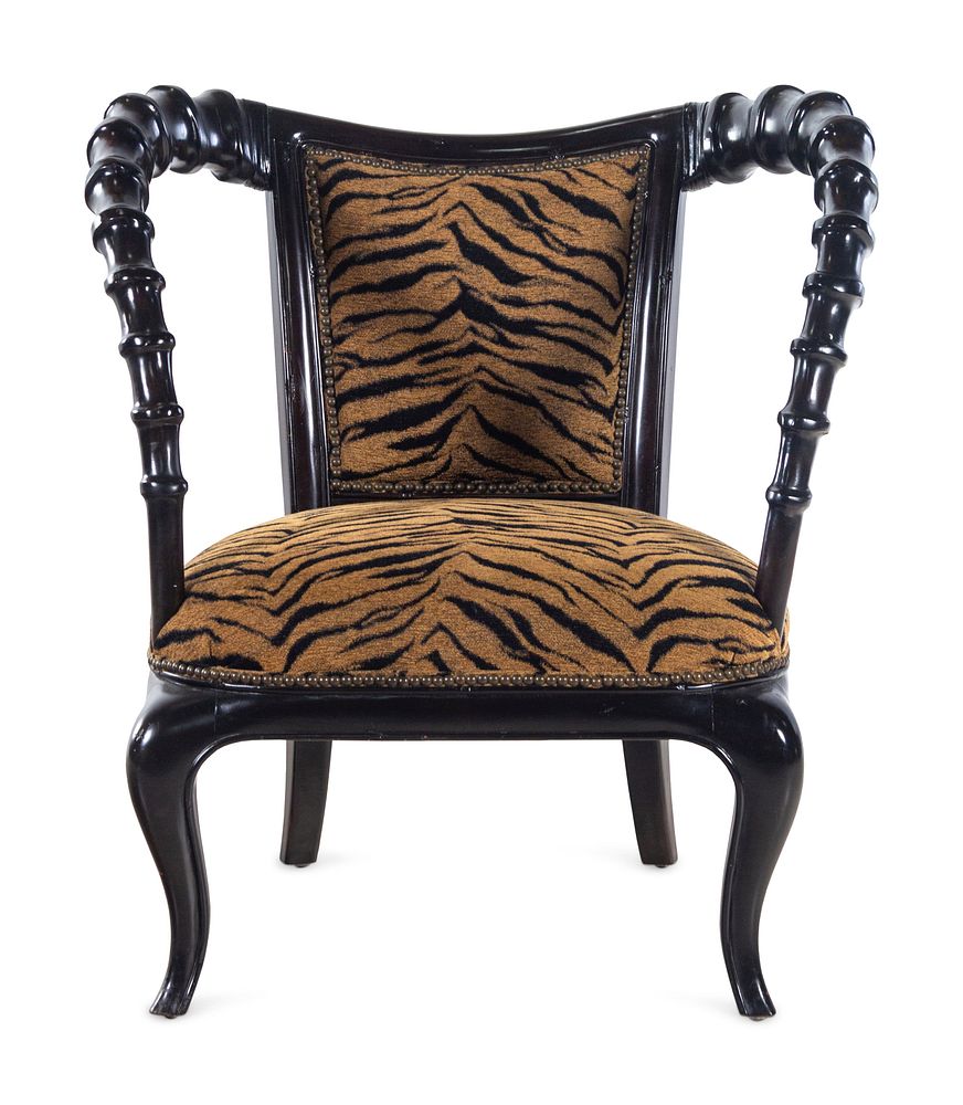 Appraisal: A Thomasville Hemingway Carved Wood Horn Armchair A Thomasville Hemingway