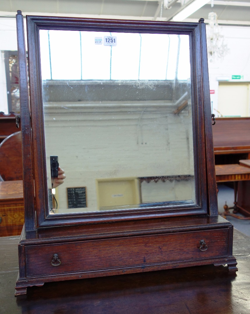 Appraisal: An th century oak toilet mirror with single drawer base