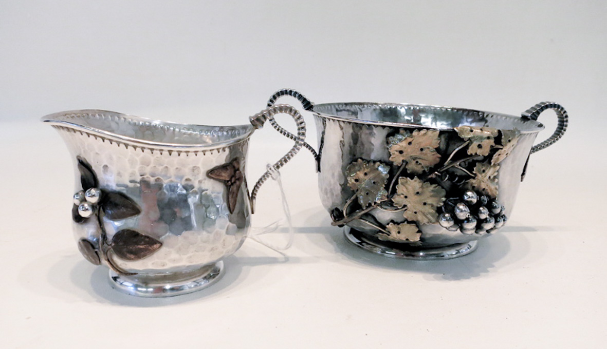 Appraisal: GORHAM STERLING AND MIXED METAL CREAM PITCHER AND SUGAR BOWL