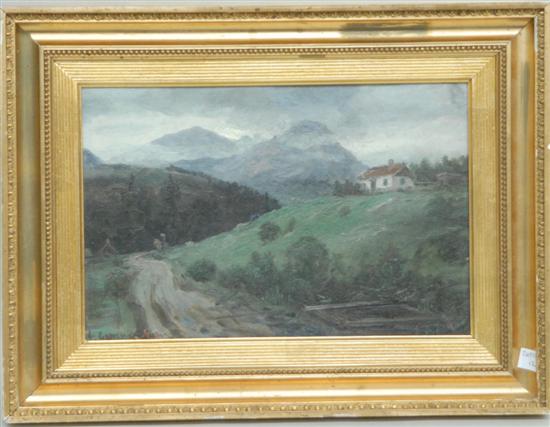 Appraisal: OIL ON BOARD House on a hill illegibly signed lower