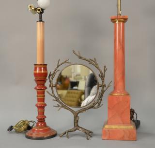 Appraisal: Three piece group to include tole painted faux marble lamp