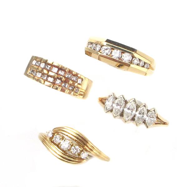 Appraisal: A collection of diamond and gold rings thirteen rings set