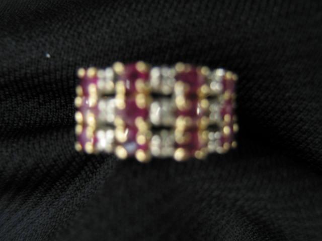 Appraisal: Ruby Diamond Ring triple band style k yellow gold