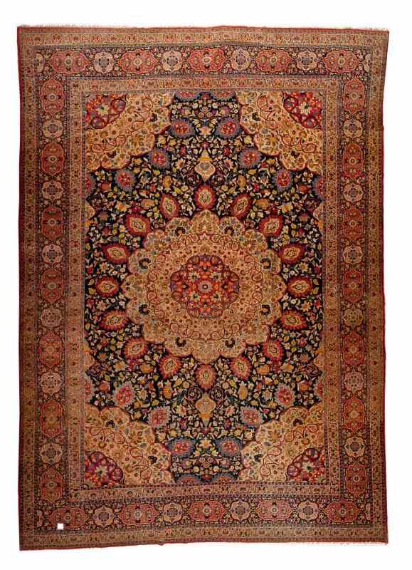 Appraisal: Large Room Size Semi-Antique Tabriz Carpetcirca s cotton foundation and