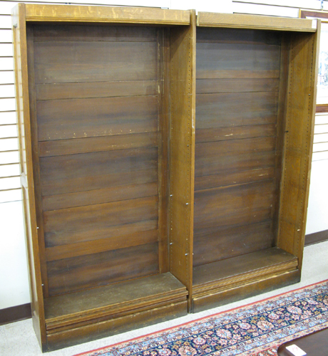 Appraisal: TWO-SECTION OAK BOOKCASE American early th century having two side-by-side