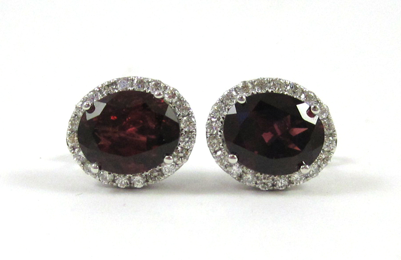 Appraisal: PAIR OF RHODOLITE GARNET AND DIAMOND EARRINGS each k white