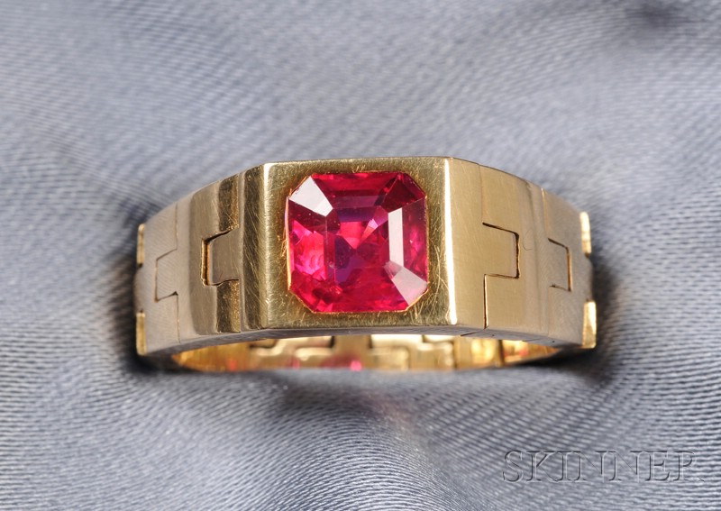 Appraisal: kt Gold and Ruby Ring Cartier c s set with