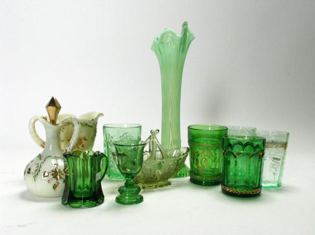 Appraisal: Group of Antique Colored Custard Glass including a '' bud