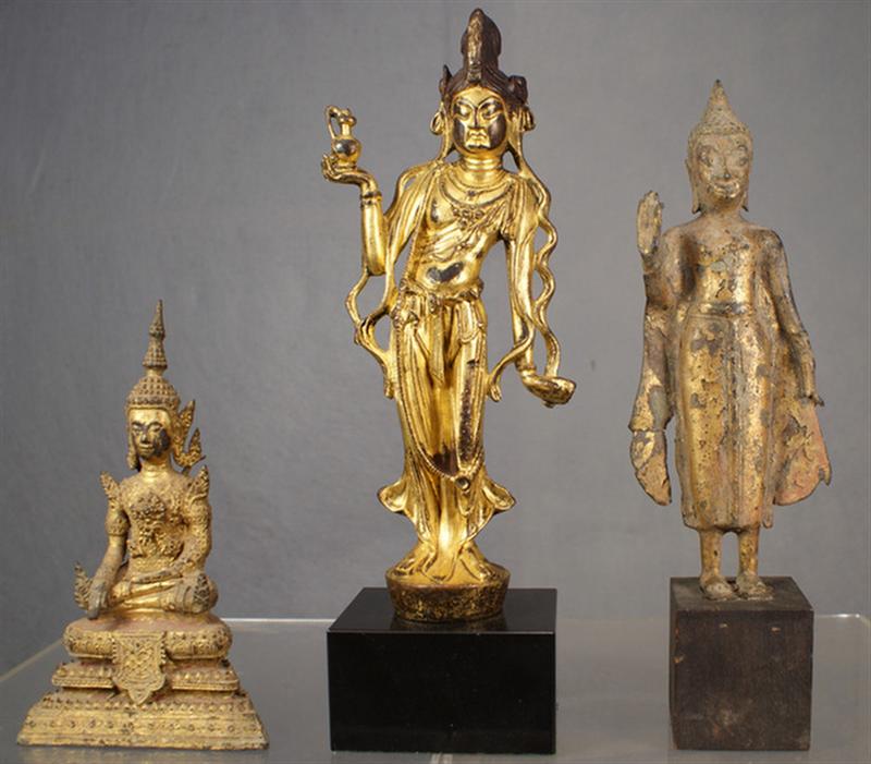 Appraisal: Lot of th c wood and metal Southeast Asian figures