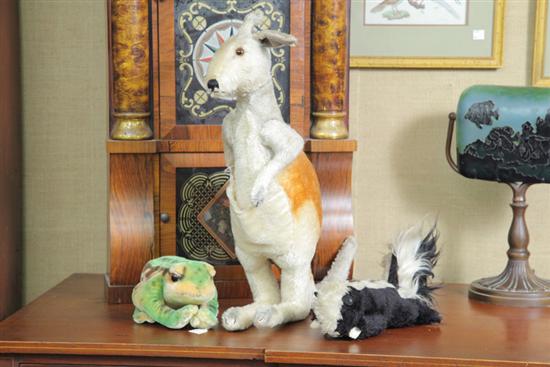 Appraisal: GROUP OF THREE STEIFF STUFFED ANIMALS Including one kangaroo with