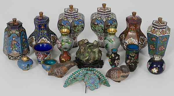 Appraisal: Large Collection of Chinese Cloisonn China th century A grouping