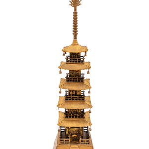 Appraisal: A Chinese Gilt-Metal Model of a Pagoda th Century gilt