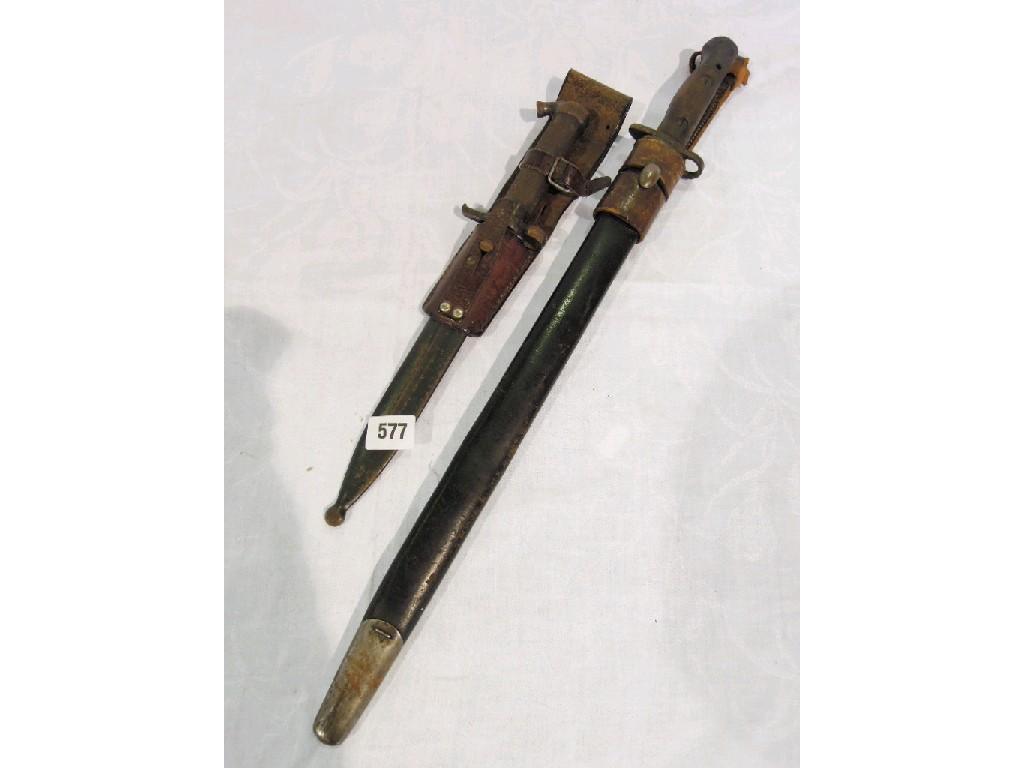 Appraisal: A Swedish army bayonet together with a World War I