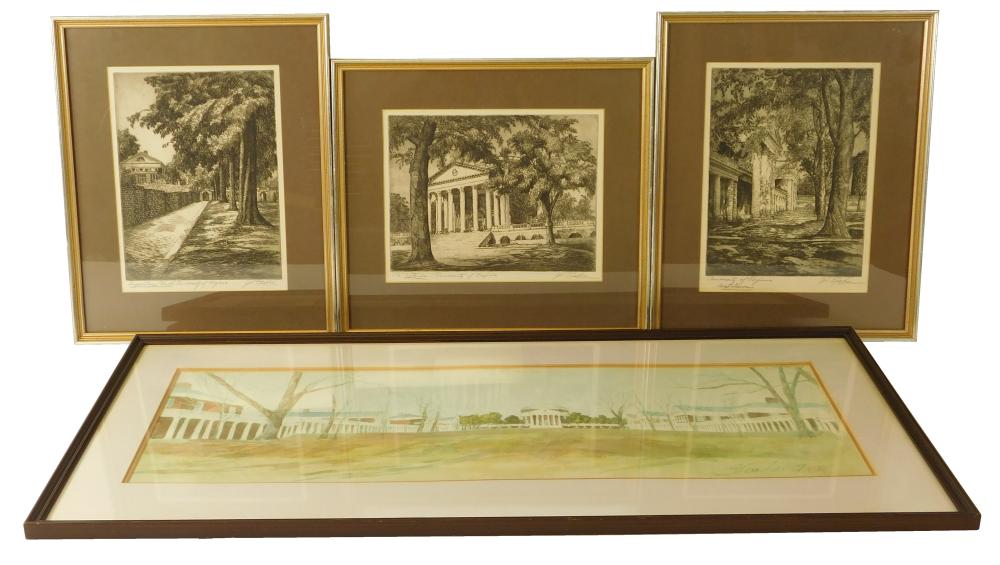 Appraisal: Four framed prints of the University of Virginia campus three