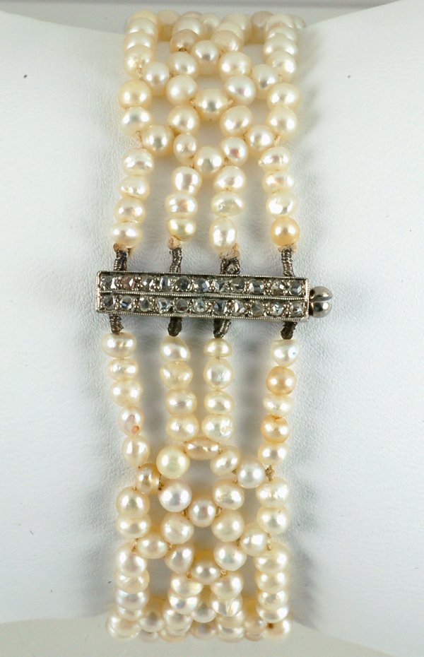 Appraisal: Edwardian pearl bracelet long x wide Strands of natural pearls