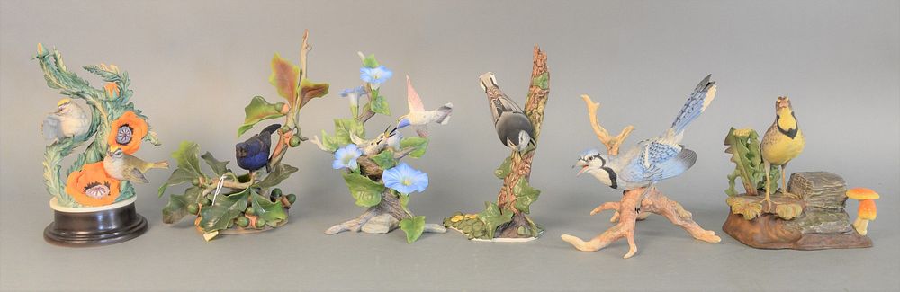 Appraisal: Group of six Boehm porcelain birds Blue Throated Hummingbirds Meadowlark