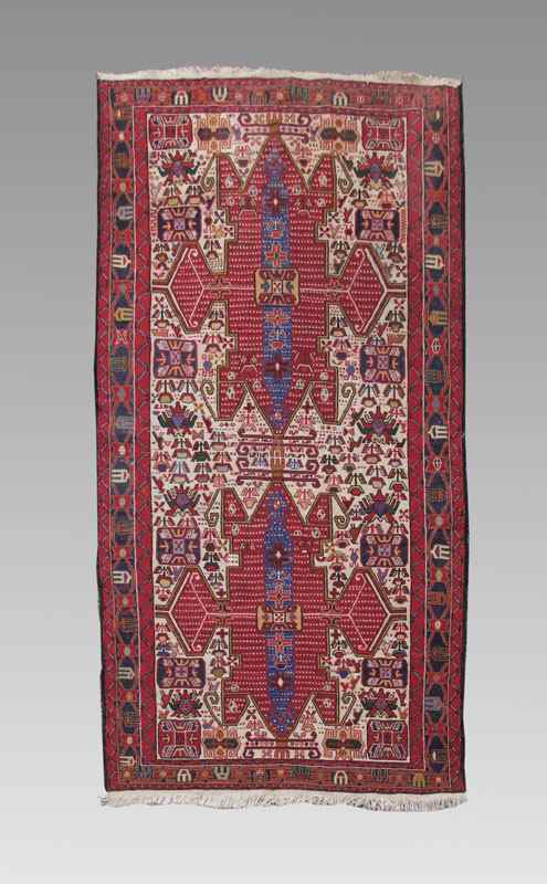 Appraisal: MODERN PERSIAN HAND EMBROIDERED WOOL SILK FLAT WEAVE RUG '