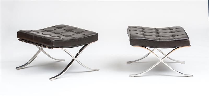 Appraisal: LUDWIG MIES VAN DER ROHE FOR KNOLL INTERNATIONAL BARCELONA STOOLS