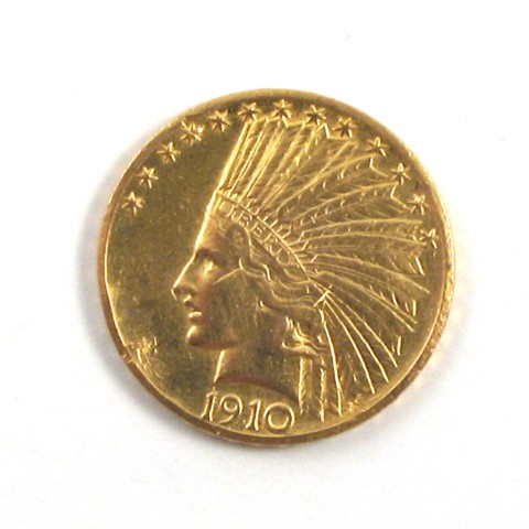 Appraisal: U S TEN DOLLAR GOLD COIN Indian head type -P