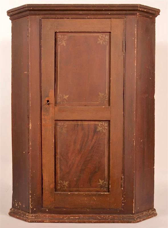 Appraisal: th C Paneled Hanging One Door Cupboard th C Paneled