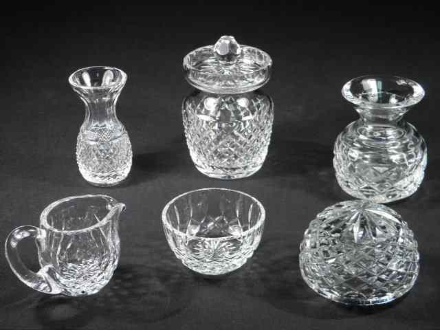 Appraisal: Six pieces of assorted Waterford Irish cut crystal Includes a