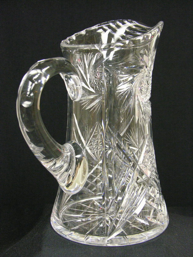 Appraisal: ABP CUT CRYSTAL JUG PITCHER Whirling hobstar and other motifs