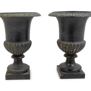 Appraisal: A Pair of Victorian Style Cast Metal Urns Height x