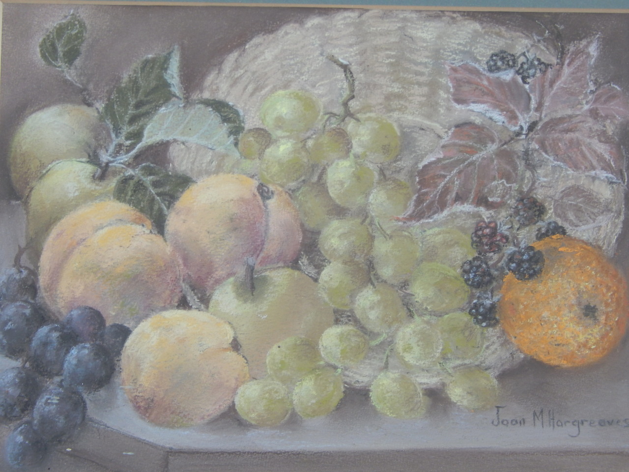 Appraisal: Joan M Hargreaves Still life with fruit pastel signed lower