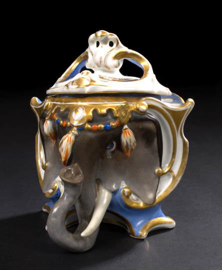 Appraisal: Fine and Rare Haviland and Company Limoges Porcelain Elephant-Masque Humidor