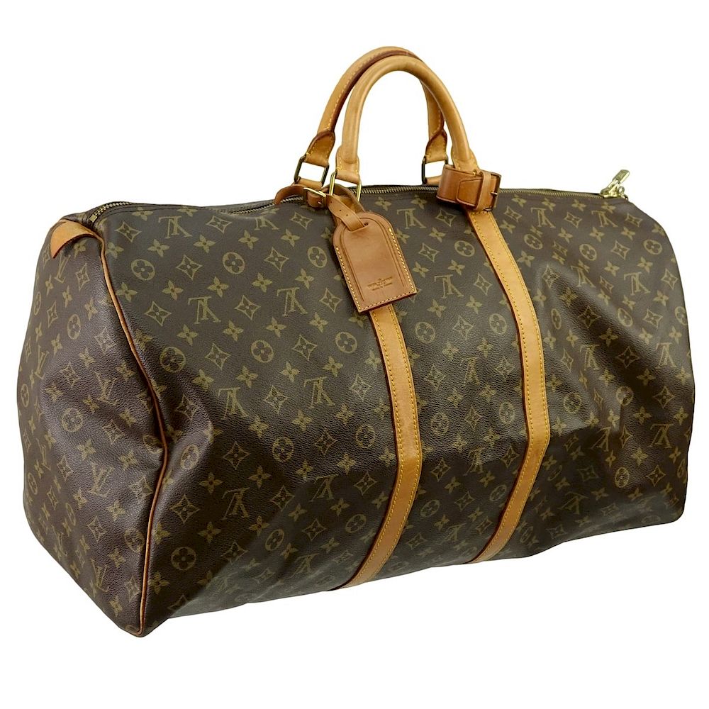 Appraisal: Louis Vuitton Brown Canvas Monogram Keepall Bag Louis Vuitton Brown