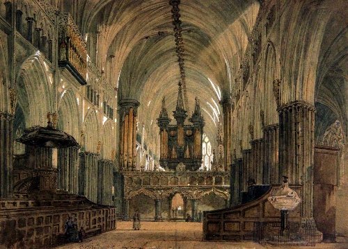 Appraisal: Thomas Girtin The Interior of Exeter Cathedral signed lower left