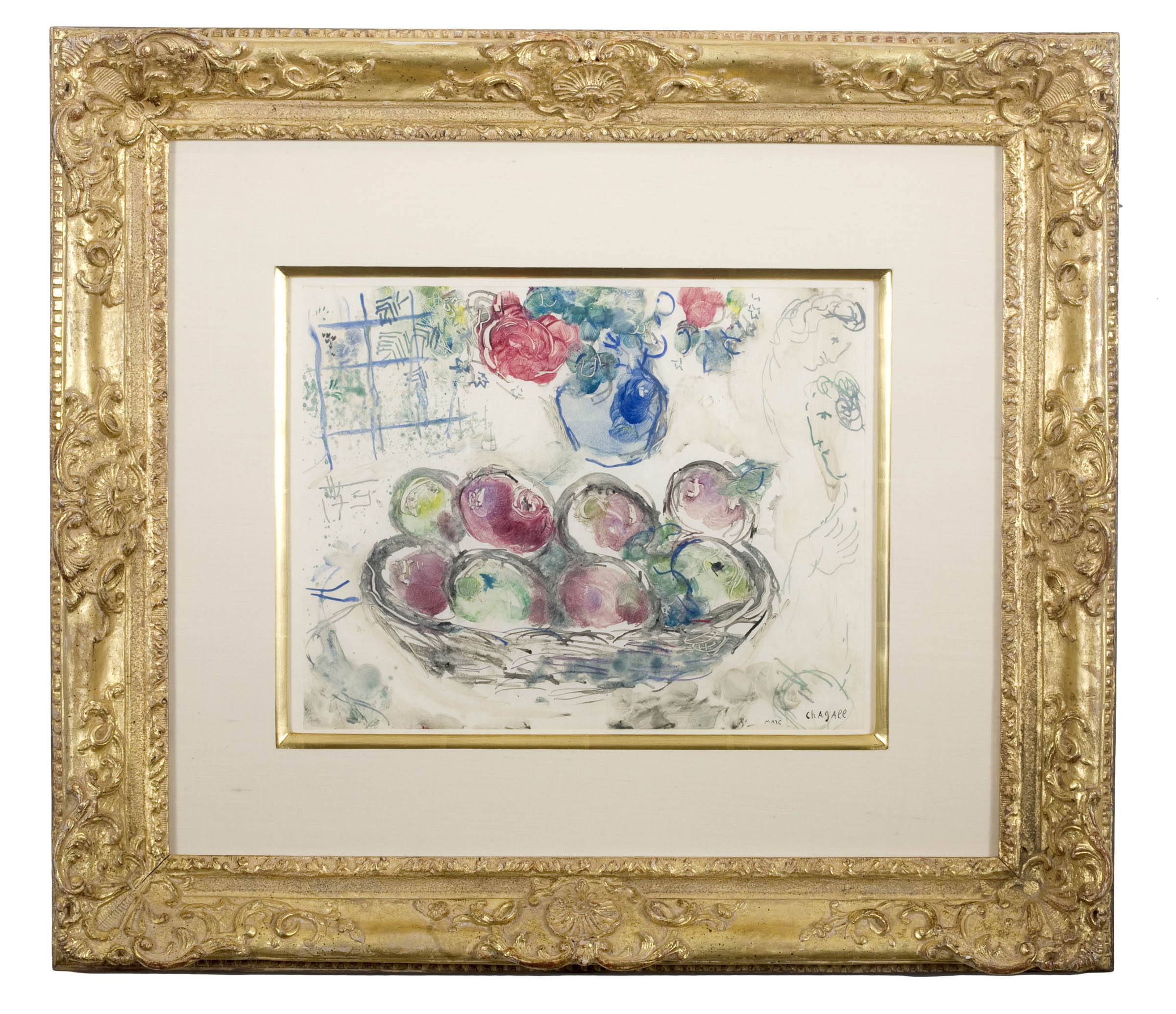 Appraisal: MARC CHAGALL RUSSIAN FRENCH - POMMES STILL-LIFE WITH APPLES FLOWERS