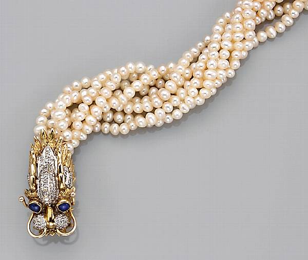 Appraisal: A freshwater cultured pearl diamond and eighteen karat bicolor gold