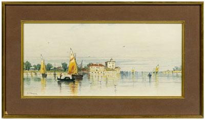 Appraisal: Andrew Fisher Bunner watercolor New York - boats in a