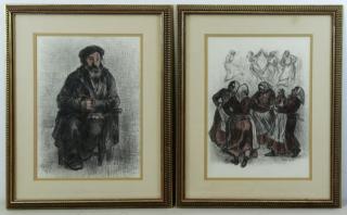 Appraisal: FILMUS Tully Two Charcoals on Paper Bontche Schweig and Women