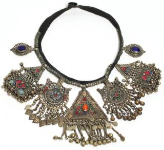 Appraisal: North African Tribal Pendant Necklace With four large pendants having